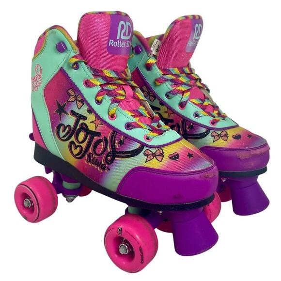 JOJO SIWA ROLLER SKATE DERBY ADJUSTABLE QUAD STAR RAINBOW Fit SZ 3-6 NEON KAWAII - Picture 1 of 14